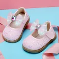 Sparkly pink baby girl princess shoes with iridescent bow and rhinestone detail. - Internal Length 11.5cm / Iridescent Bowknot Sequin Style (19MBX3096) / Pink