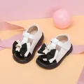 Elegant black and white girls' princess shoes featuring a bow and cute rabbit charm detail - Internal Length 11.5cm / Rabbit Bowknot Princess Shoes (42MBX92126) / Black