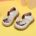 Elegant toddler girl princess Mary Jane shoes in white and brown with a mesh ribbon bow - Internal Length 11.5cm / Hollow-out Lace Bowknot Princess Shoes (20MBX2018) / Beige