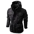 Detailansicht Herren Camouflage Taktische Kapuzenjacke mit mehreren Taschen - S / Oberteile / Schwarz
