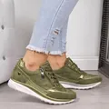 Detail of olive green rhinestone sneakers with platform sole and side zipper - Green