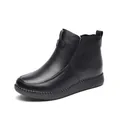 Elegant black cowhide leather ankle boots for women with warm wool lining and durable sole - 38 / Black