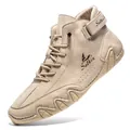 Stylische beige High-Top Martin Boots für Herren mit einzigartiger Octopus-Gummisohle - 36 / Beige (S7008)