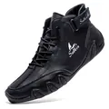 Schwarze Herren-High-Top-Freizeitstiefel mit Oktopus-Gummisohle und Salkin-Logo - 36 / Schwarz (S7008)