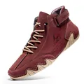 Bordeauxrote High-Top-Herrenstiefel im Octopus-Stil mit robuster Gummisohle und Schnürdesign - 36 / Weinrot (S7008)