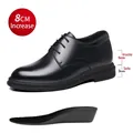 Schwarze formelle Herren-Leder-Schuhe mit versteckter 8 cm Erhöhungseinlage für Business - 37 / 8CM Fleece-Gefütterter Stil (28359) / Schwarz