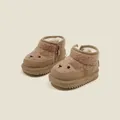 Adorable brown bear design children's warm fleece snow boots with non-slip thick soles - Khaki