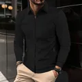 Veste noire pour homme en maille gaufrée avec col à revers et zip - S / Hauts / Noir