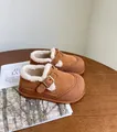 Toddler winter fleece-lined loafers in brown suede with soft slip-resistant sole - Size 16 Inner Length 12.5cm Fits Foot Length 11.5-12cm / Brown 3
