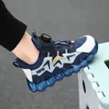 Durable kids sneakers with rotating buckle and blue bubble sole for boys and girls - 27 / Rotary Buckle Style(JJL173) / Dark Blue