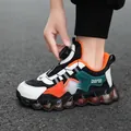 Kids sports sneakers with rotary buckle closure in black and orange colors. - 27 / Rotary Buckle Style(JJL173) / Black Orange