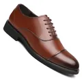 Klassische braune Leder-Oxfords für Herren mit Schnürung und elegantem Cap-Toe-Design - 37 / Braun