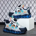 Lightweight children's sports shoes with rotary buckle and blue translucent sole - 38 / Rotary Buckle Style(JJL173) / Grey Double Mesh
