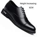 Klassische schwarze Leder Business-Schuhe für Herren mit 6 cm hohen Absätzen innen - 37 / Schwarz Höhenerhöhung