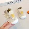 Breathable knit baby floor shoes with soft non-slip rubber sole and toe protection - Cream