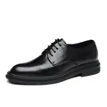 Classic black men's business leather shoes with lace-up design for formal wedding suits - 37 / Lace-up Business Style (新28902) / Black Four Seasons