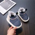 Süße wasserdichte Kinder-Schneestiefel mit Plüschfutter und Tierohren - Größe 22/23 (14cm) / Blaugrau