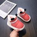 Süße rosa wasserdichte Schneestiefel für Kinder mit warmem Plüschfutter und Sohle - Größe 22/23 (14cm) / Orangerot