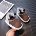 Warme wasserdichte Kinder-Schneestiefel mit Plüschfutter und süßem Panda-Ohr-Design - Größe 22/23 (14cm) / Kaffeebraun