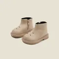 Bottes Martin beiges pour tout-petits avec fermeture éclair latérale et broderie mignonne - Beige
