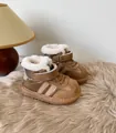 Close-up of cozy toddler snow boots with warm faux fur lining and metallic bronze finish - 21 / Khaki