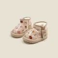 Botas de nieve para niños con patrón de oso y forro polar en color beige para invierno. - Caqui
