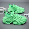 Stylish lime green men's chunky sneakers with thick air cushion soles for height increase - 38 / Green