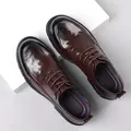 Zapatos derby clásicos de cuero marrón para hombre con suelas gruesas de negocios. - 38 / Marrón