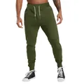Detailed view of men's olive green athletic joggers with white drawstring waist - S / Bottoms / Army Green