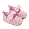 Chaussures de princesse roses pour bébé avec semelles souples et broderies florales délicates - Longueur Intérieure 12cm / Rose