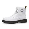 Botas Martin clásicas de cuero blanco para hombre con diseño transpirable y suela de goma - 38 / Blanco (Simple)