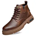 Botas Martin para hombre en cuero marrón con forro para todas las estaciones y suela gruesa - 38 / Estilo para Todas las Estaciones / Marrón