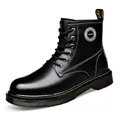 Botas Martin de cuero negro para hombre con forro transpirable para todo el año - 38 / Zapatos Individuales Negro