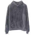 Detailansicht eines schweren dunkelgrauen Oversize-Kapuzenpullovers aus Flanell für Herren - S / Oberteile / Grau