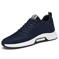 Chaussures de course en tricot bleu marine pour hommes avec une semelle épaisse blanche durable - 38 / Bleu marine