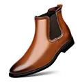 Klassische braune Chelsea-Boots für Herren aus hochwertigem Leder mit seitlichem Gummizug - 39 / Braun