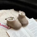 Khaki children's winter snow boots with warm plush lining and side zipper detail - Size 16 (Inner 12.5CM) / Khaki (5)