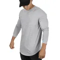 Sportliches meliertgraues Langarmshirt für Herren mit stilvollem abgerundetem Saum - Hellgrau