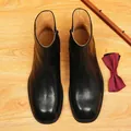 Stivaletti Chelsea vintage da uomo in vera pelle nera con punta quadrata e stile casual - 37 / Nero