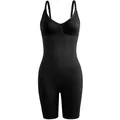 Body contenitivo modellante nero senza cuciture da donna con spalline regolabili e coppe - S/M / Nero