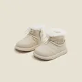Botas de nieve cálidas beige para niños con forro polar y patrón acolchado para invierno - Beige