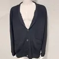Men's classic black knitted cardigan with buttons and pockets - Black