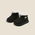 Botas de nieve negras para niños con forro de felpa blanca y diseño acolchado - Negro