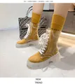 Fashionable transparent PVC lace-up Martin boots featuring thick clear platform soles for women - 35 / Yellow