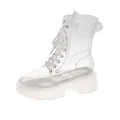 Stylish transparent lace-up mid-top rain boots with white laces and chunky thick sole - 35 / Clear