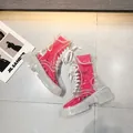Transparent PVC ankle boots with neon pink lining and chunky white sole in large sizes - 35 / Rose Red