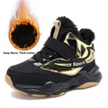 Scarpe invernali per bambini con fodera in pelliccia spessa e accenti dorati - 28 / Stivali da Neve Nero Oro (hd169) / Nero Oro (hd169)