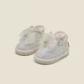 Glittery princess snow boots with large mesh bow and warm fleece lining for toddler girls. - Size 15 (Inner Length 12.0cm) / Bowknot Princess Style / White