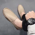 Mocasines de cuero beige para hombre de primera calidad zapatos de conducción transpirables - 38 / Zapatos de Conducir (7700) / Arena
