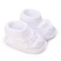 Elegant white lace ruffled baby girl princess shoes soft sole for infants 0-1 year old - Knitted Sock Mouth Lace Style (K-08) / 9CM Bottom Length / White